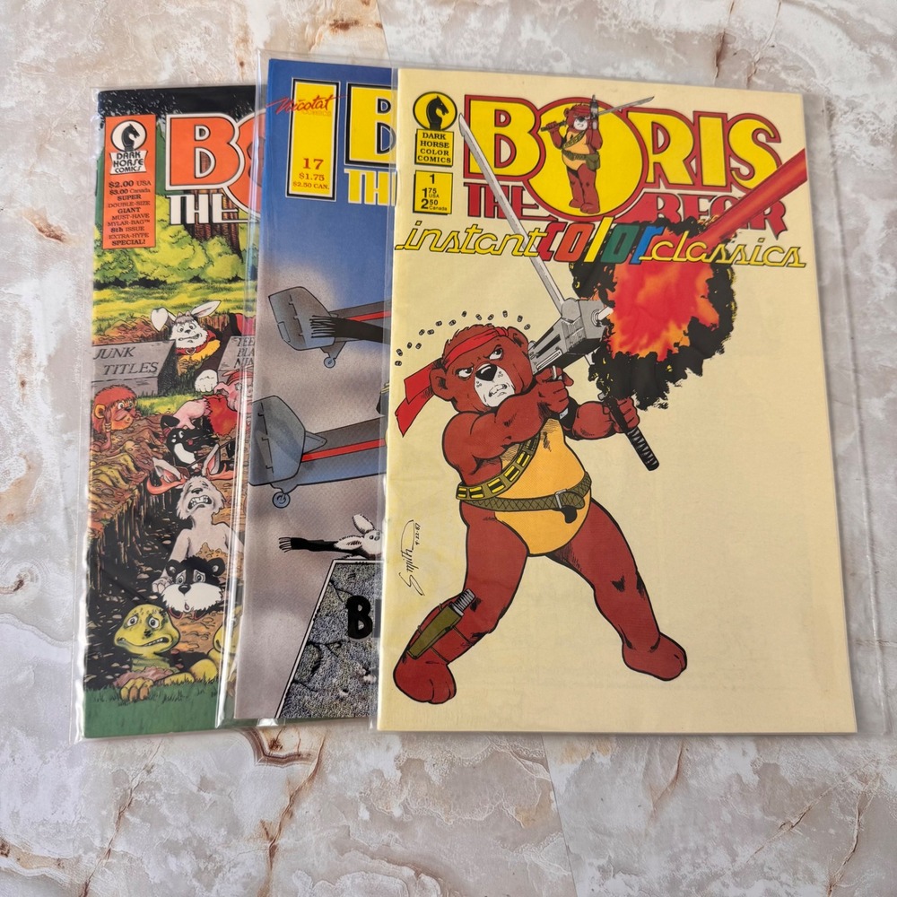 Dark Horse Boris the Bear Comic Lot 3 Issues Multicolor Vintage Satire 1987